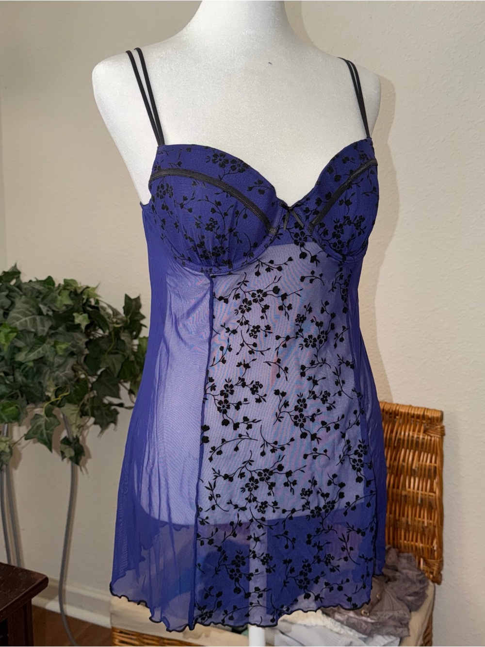 Gilligan & O'Malley Navy Floral Lace Chemise